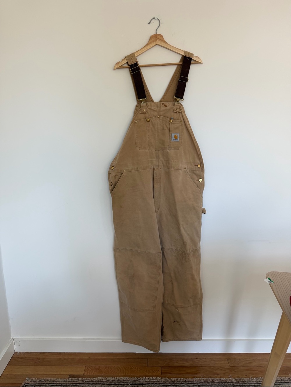 Vintage Carhartt BRN barn Bib Overalls with Dark Brown Straps 42x32